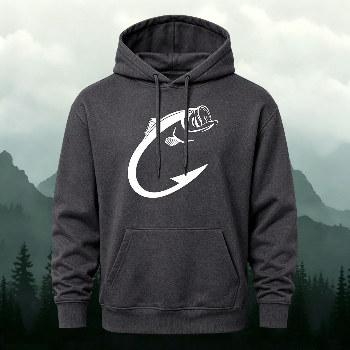 Cotton Made Creative Fish Shaped Hook Print Hoodie