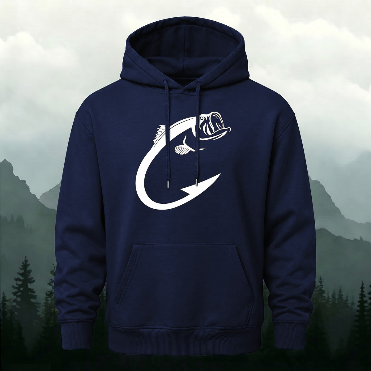 Cotton Made Creative Fish Shaped Hook Print Hoodie