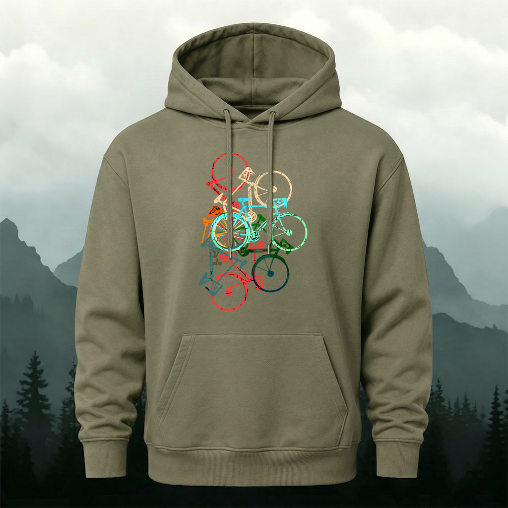 Cotton Made Colorful Bicycle Print Hoodie