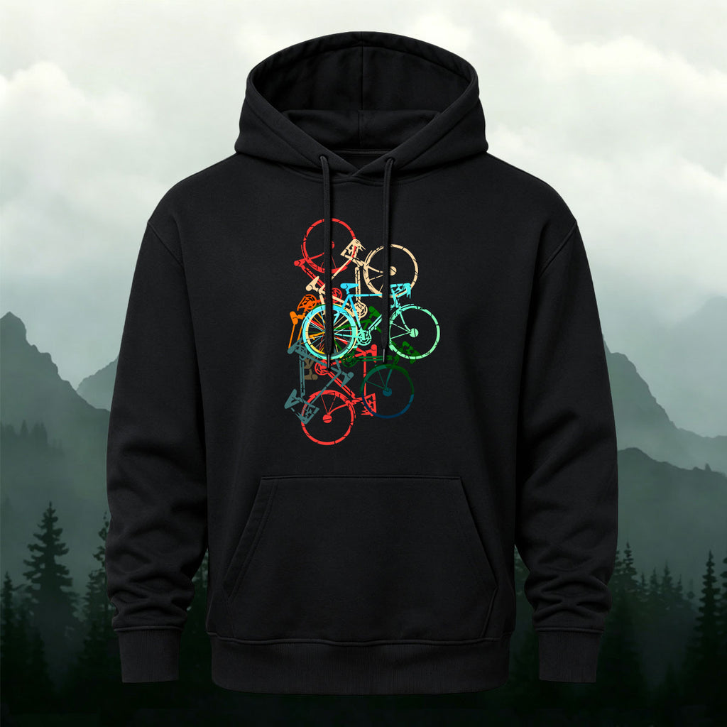 Cotton Made Colorful Bicycle Print Hoodie