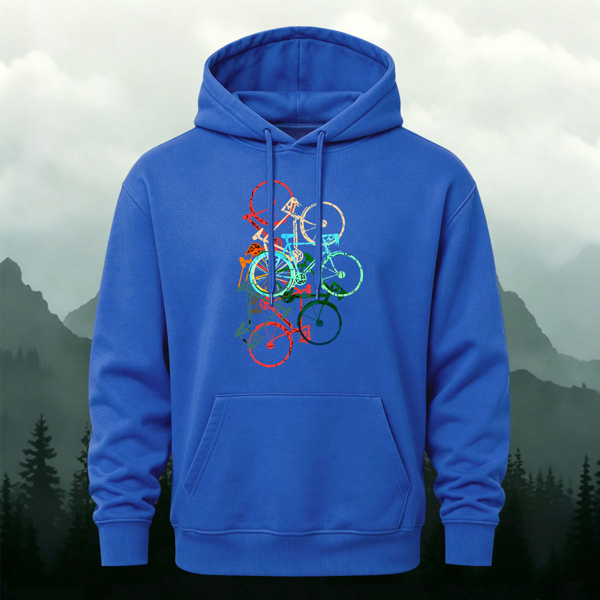 Cotton Made Colorful Bicycle Print Hoodie