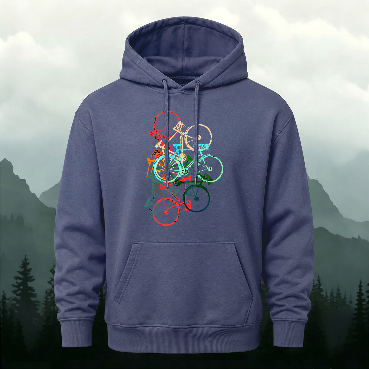 Cotton Made Colorful Bicycle Print Hoodie