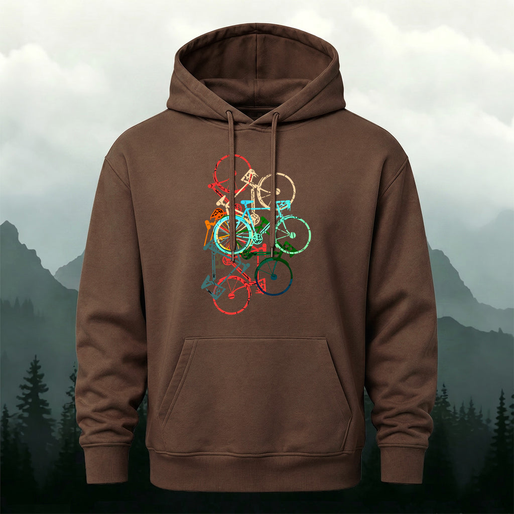 Cotton Made Colorful Bicycle Print Hoodie