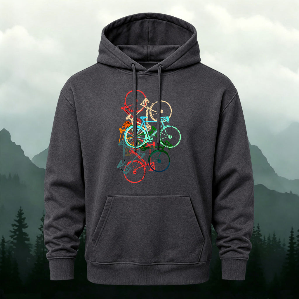 Cotton Made Colorful Bicycle Print Hoodie