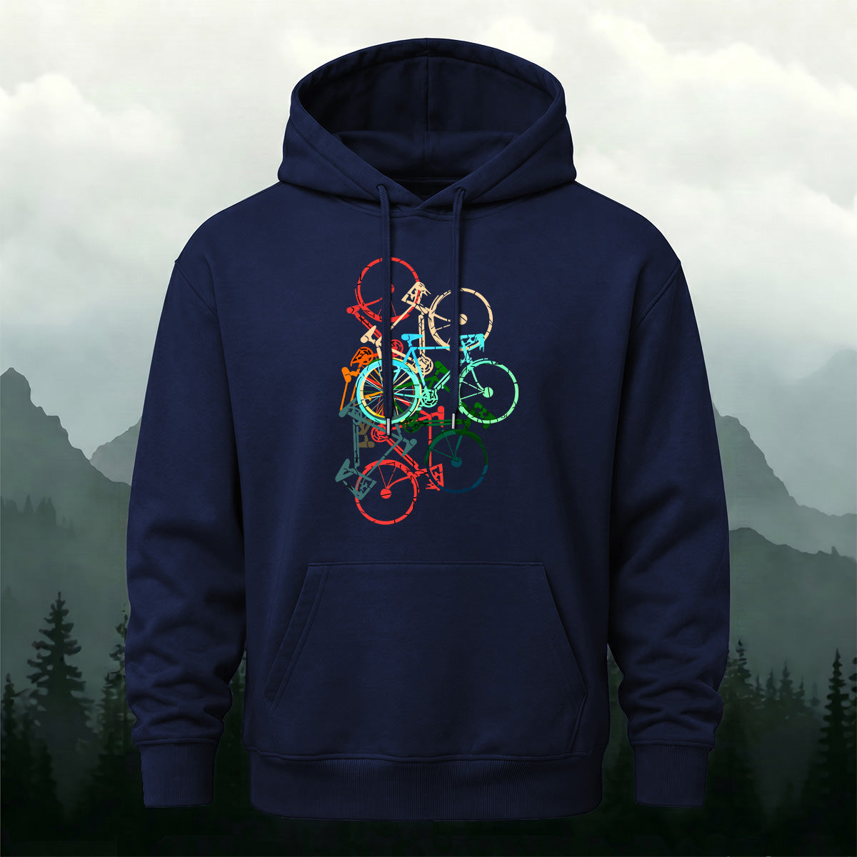 Cotton Made Colorful Bicycle Print Hoodie