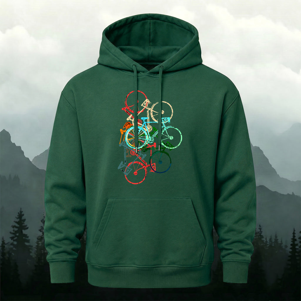 Cotton Made Colorful Bicycle Print Hoodie