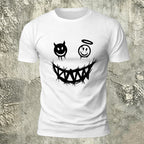Devil's Smile Print Casual Cotton T-Shirt