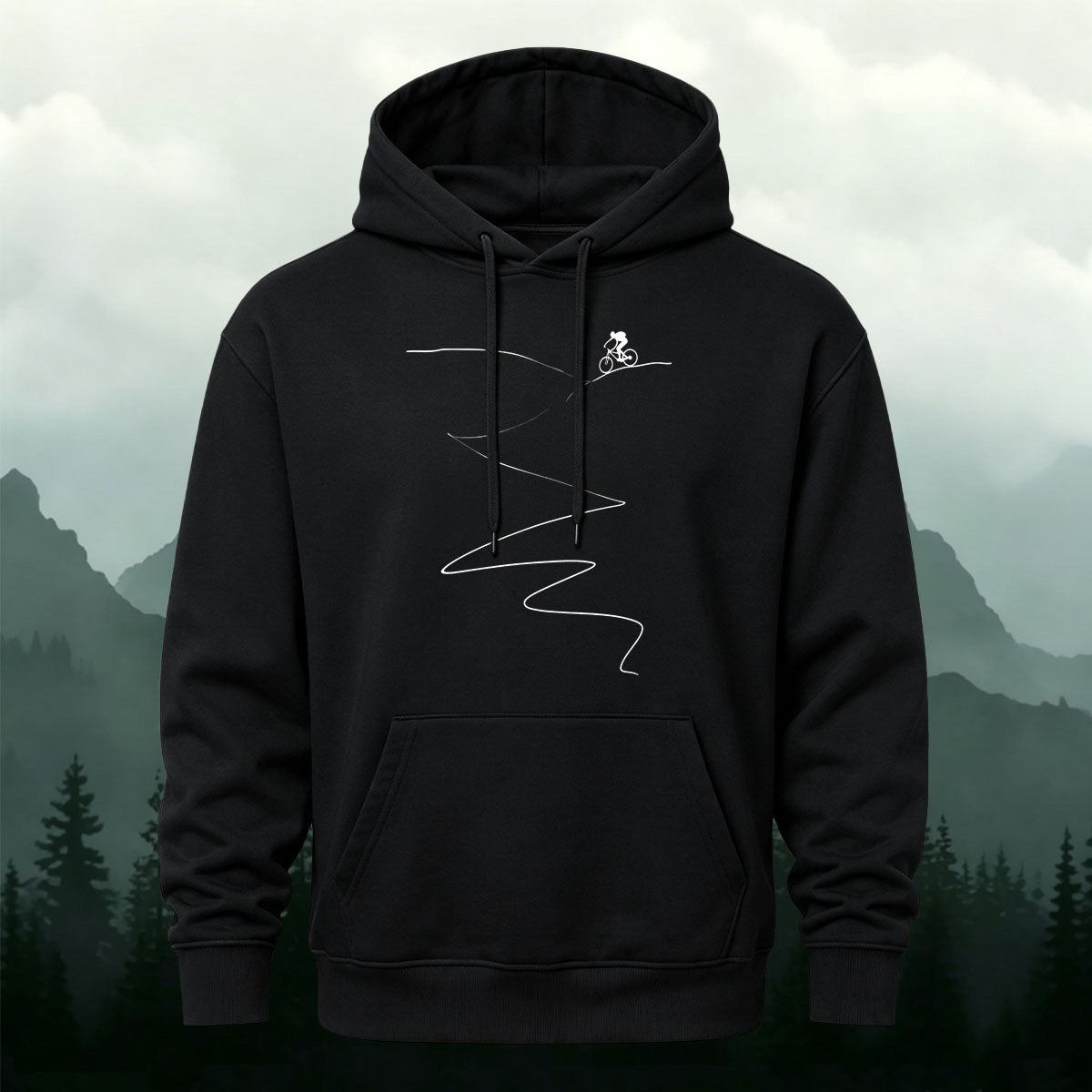 Cotton Made Minimalist Style Cycling Print Hoodie