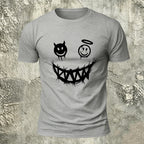 Devil's Smile Print Casual Cotton T-Shirt