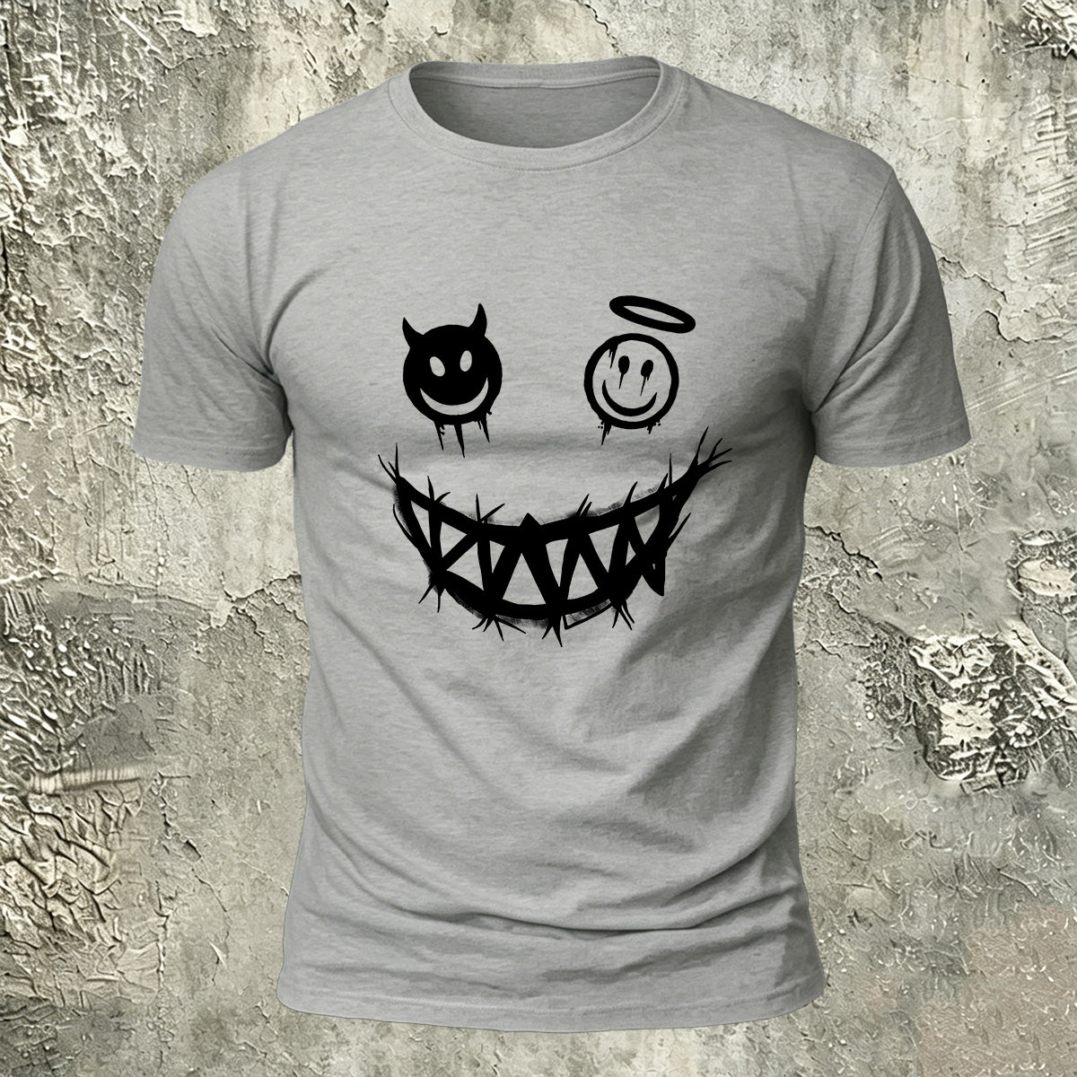 Devil's Smile Print Casual Cotton T-Shirt