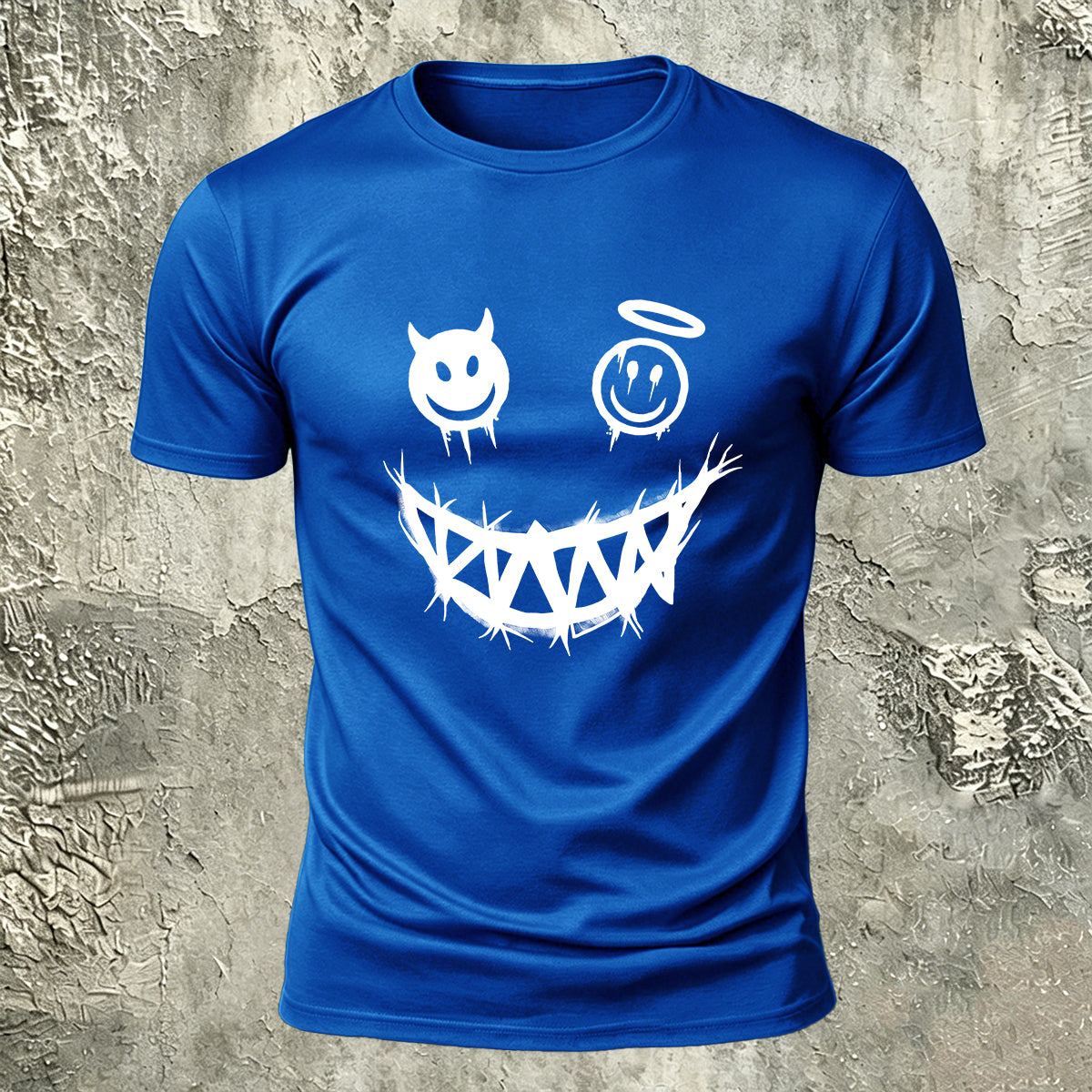Devil's Smile Print Casual Cotton T-Shirt