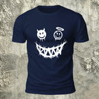 Devil's Smile Print Casual Cotton T-Shirt