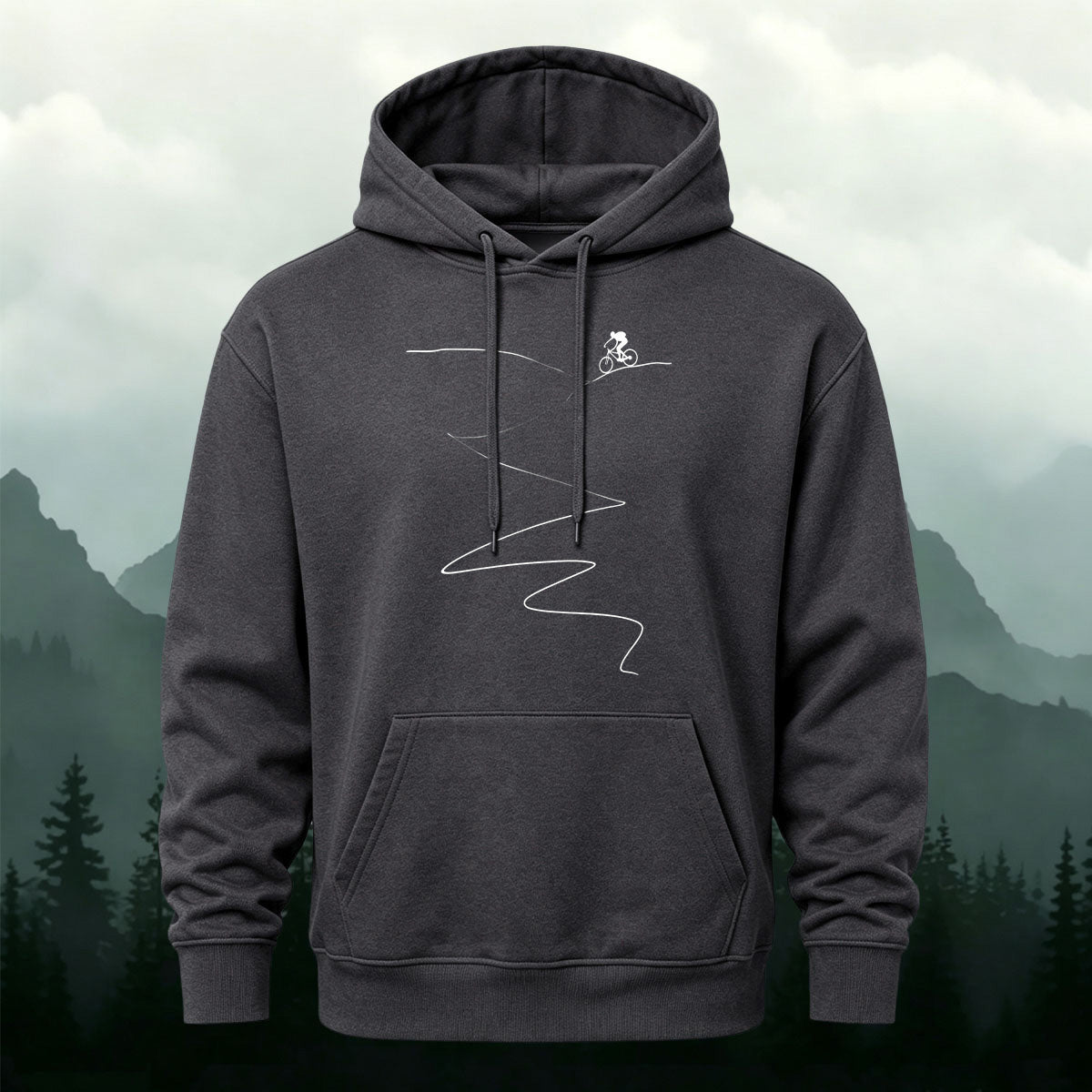 Cotton Made Minimalist Style Cycling Print Hoodie
