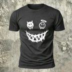 Devil's Smile Print Casual Cotton T-Shirt