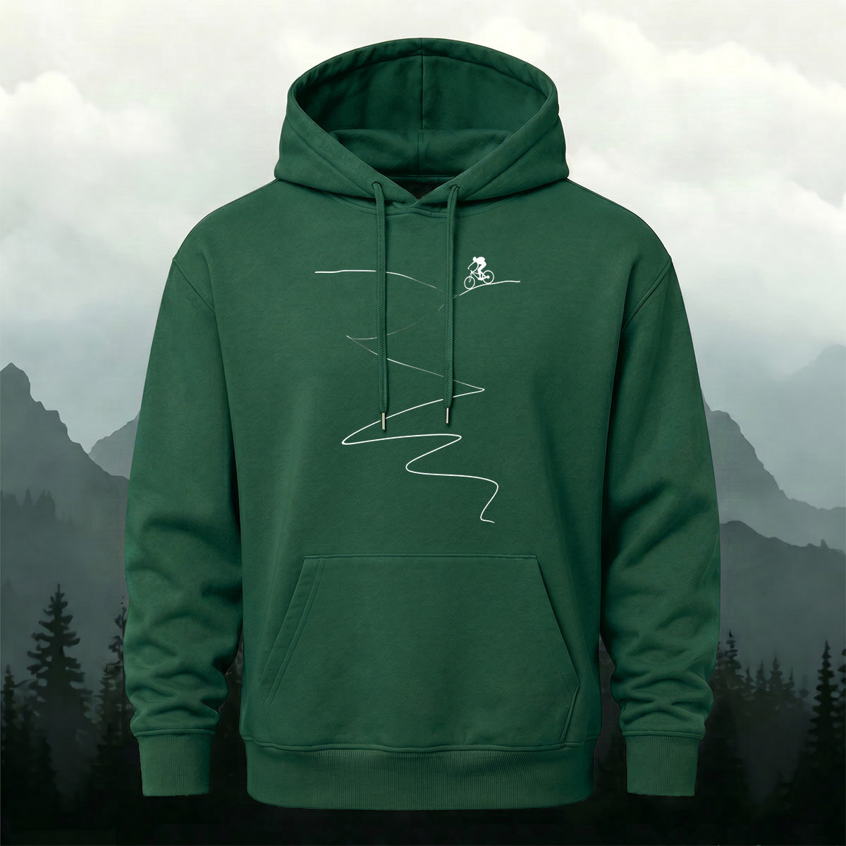 Cotton Made Minimalist Style Cycling Print Hoodie