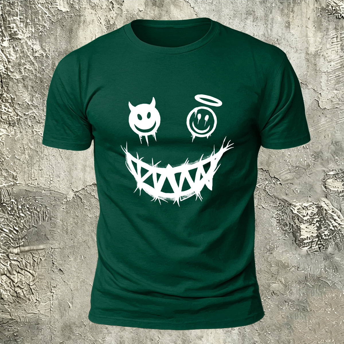 Devil's Smile Print Casual Cotton T-Shirt