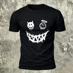 Devil's Smile Print Casual Cotton T-Shirt