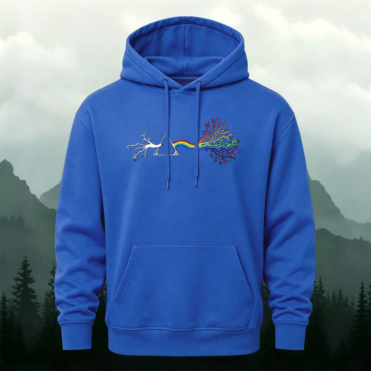Cotton Made Creative Rainbow Tree Print Hoodie