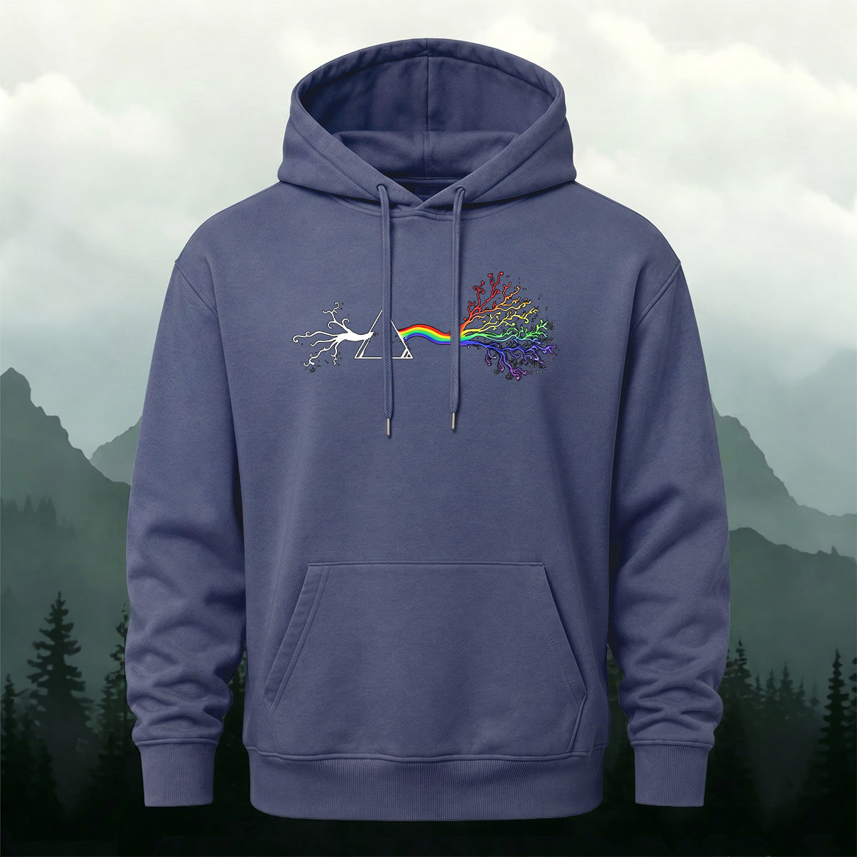 Cotton Made Creative Rainbow Tree Print Hoodie