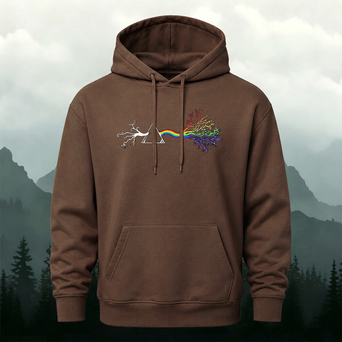 Cotton Made Creative Rainbow Tree Print Hoodie