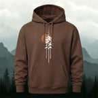 Cotton Made Tree Silhouettes Round Sun Print Hoodie