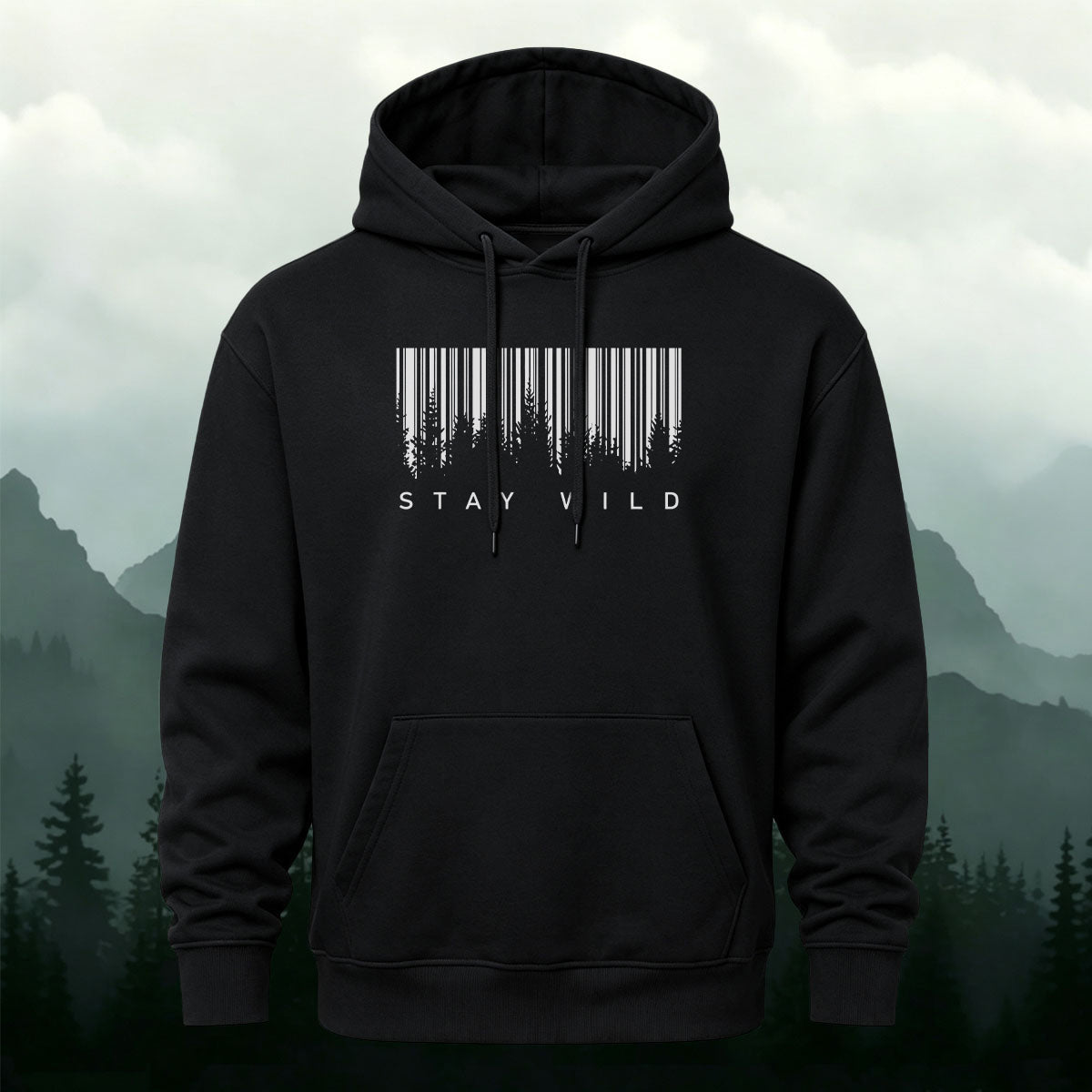 Cotton Made Creative Barcode Print Hoodie