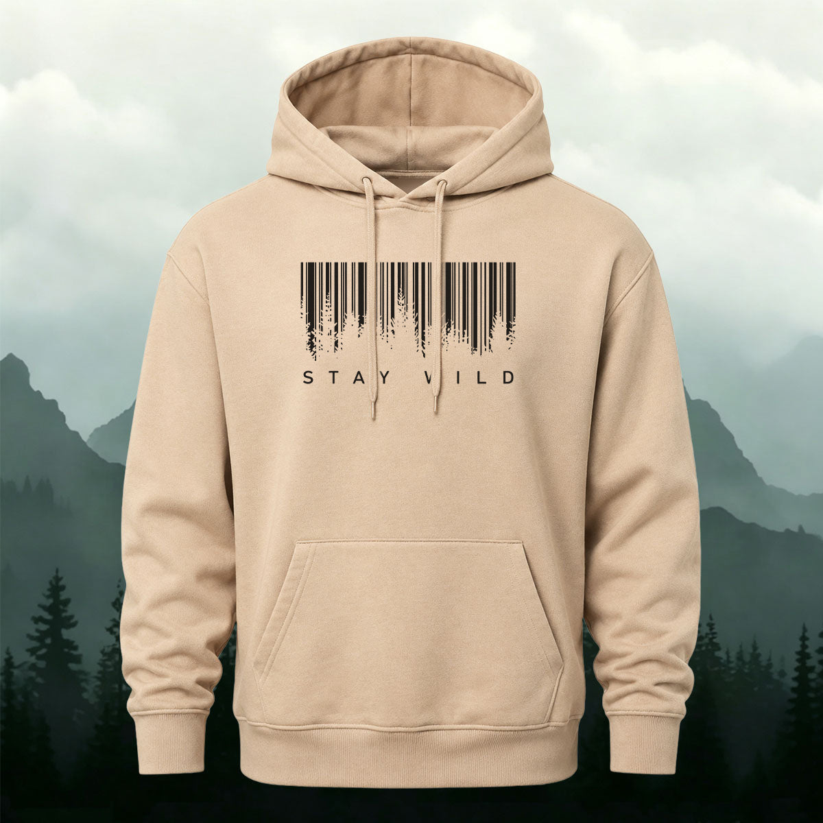 Cotton Made Creative Barcode Print Hoodie