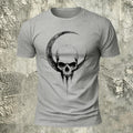 Crescent Moon Encircling Skull Print Soft Cotton Tee