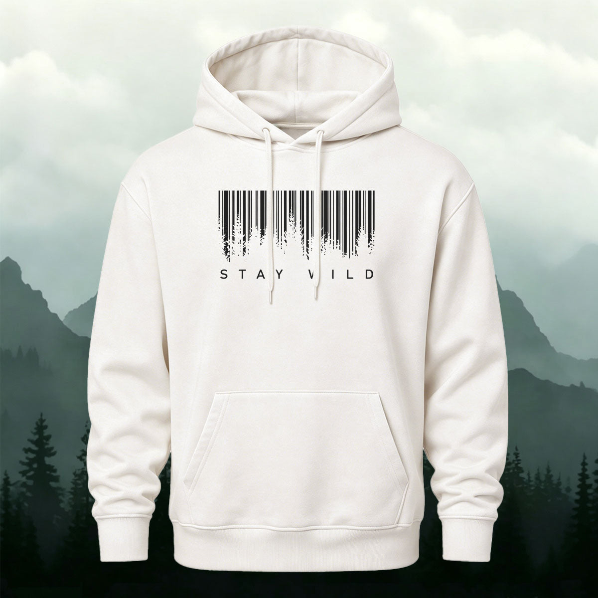 Cotton Made Creative Barcode Print Hoodie