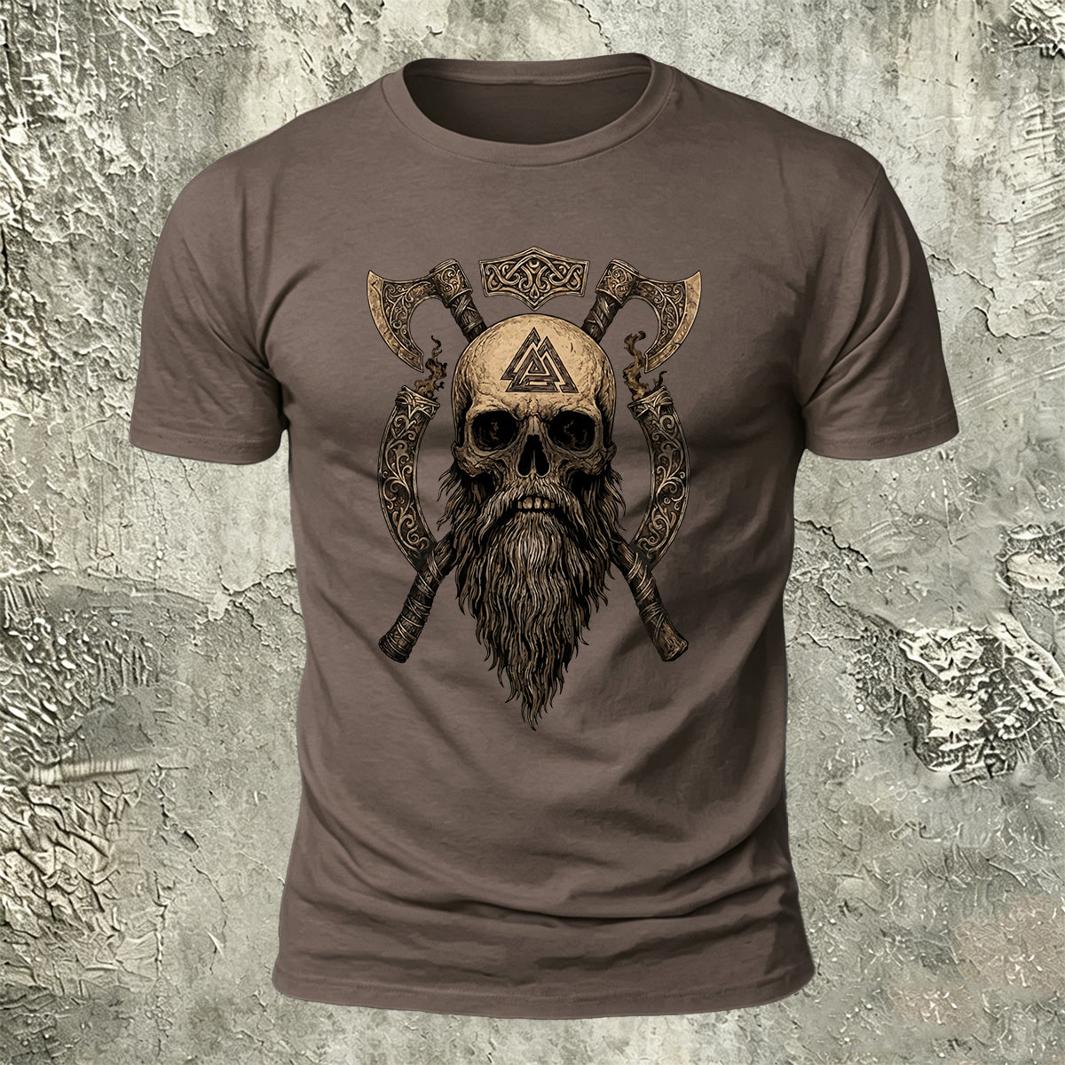 Nordic Warrior Skeleton Print Casual Soft Cotton T-Shirt