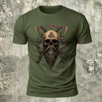 Nordic Warrior Skeleton Print Casual Soft Cotton T-Shirt
