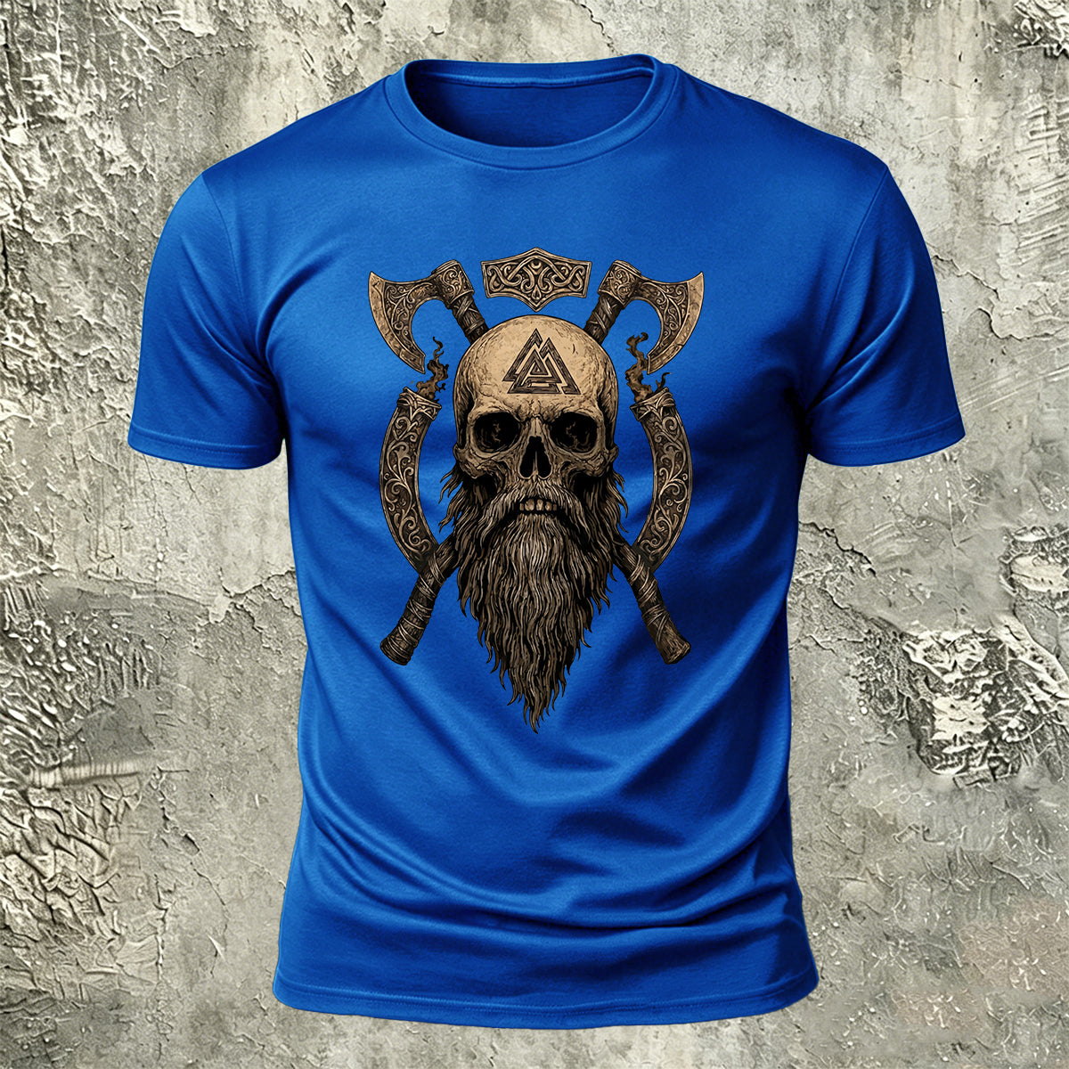 Nordic Warrior Skeleton Print Casual Soft Cotton T-Shirt