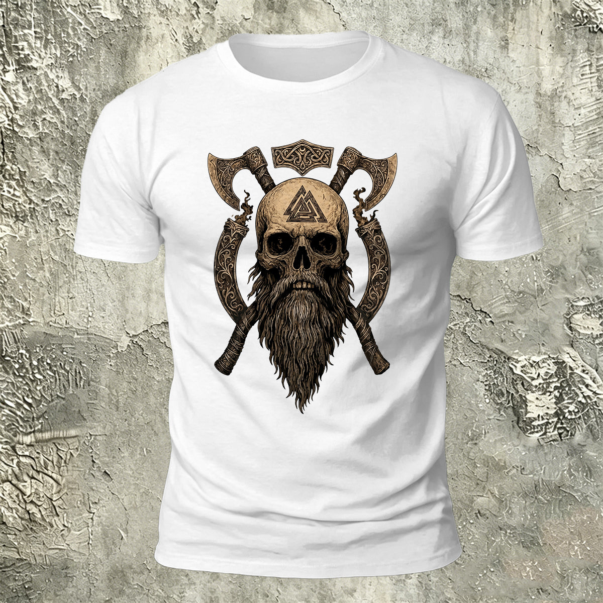 Nordic Warrior Skeleton Print Casual Soft Cotton T-Shirt