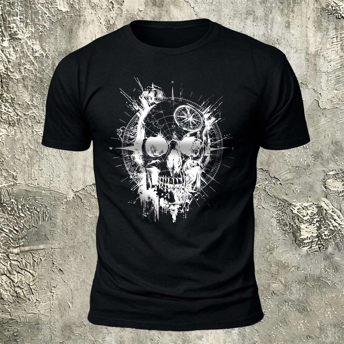 Nautical Gothic Skull Print Casual Soft Cotton T-Shirt