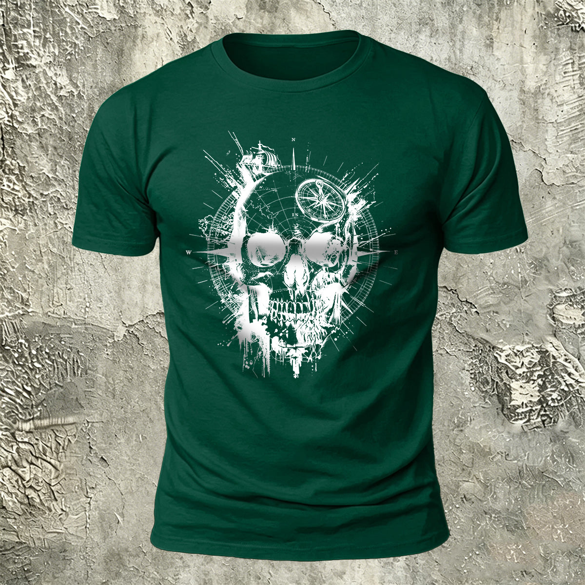 Nautical Gothic Skull Print Casual Soft Cotton T-Shirt