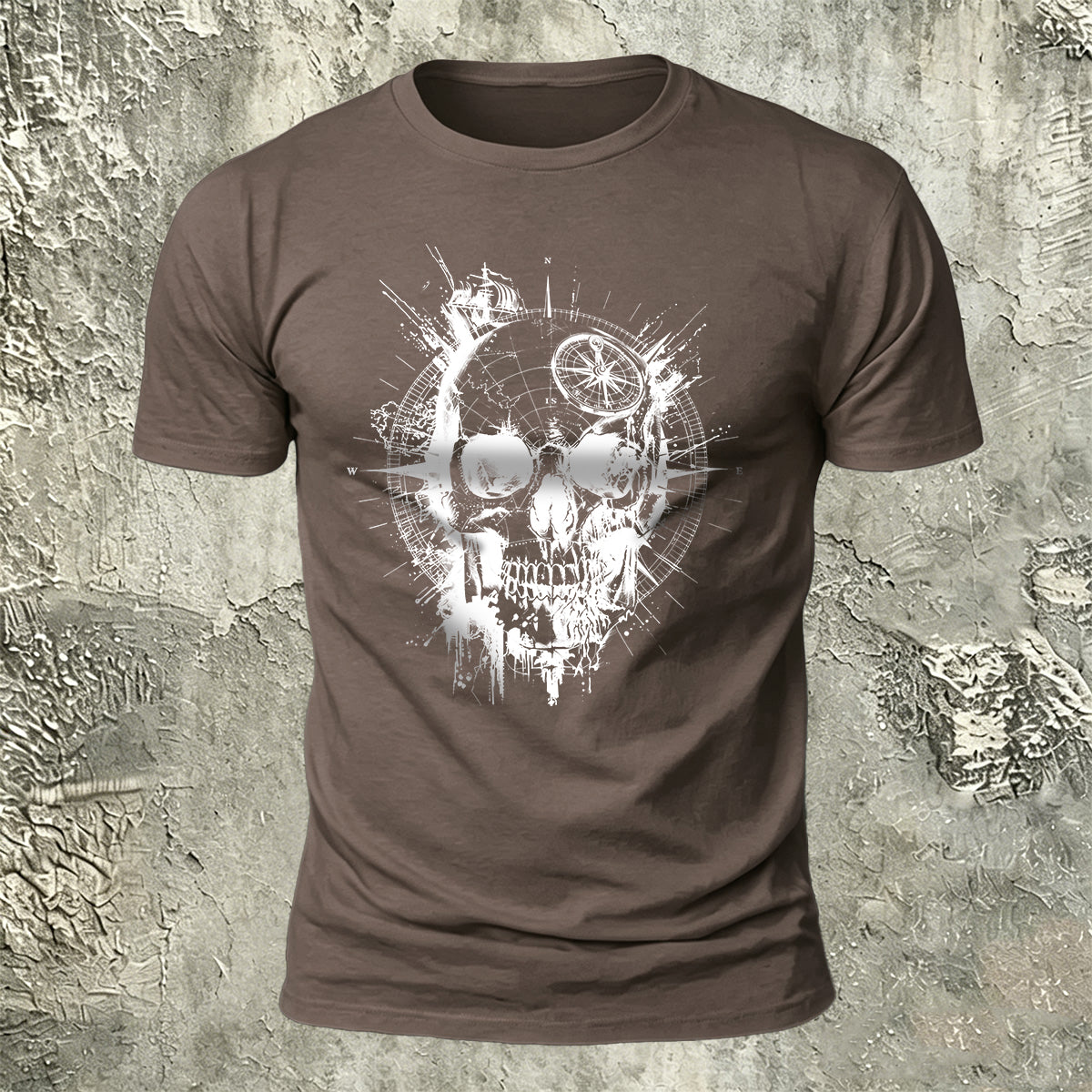 Nautical Gothic Skull Print Casual Soft Cotton T-Shirt