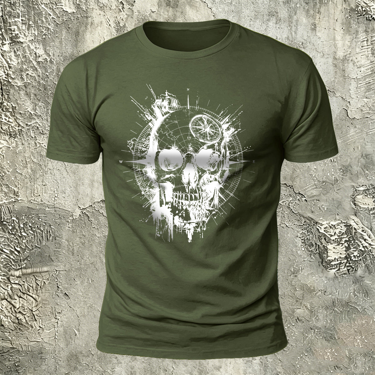 Nautical Gothic Skull Print Casual Soft Cotton T-Shirt