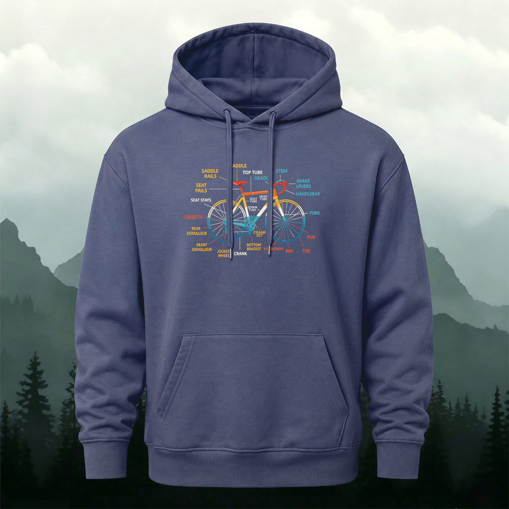 Cotton Made Creative Colorful Bicycle Print Hoodie