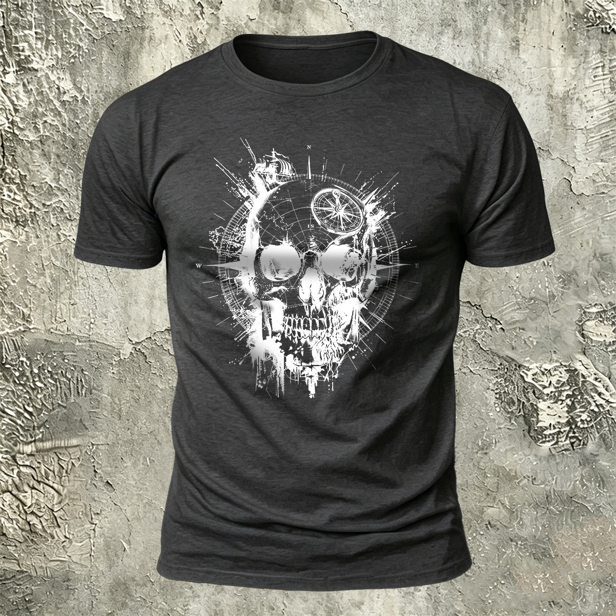 Nautical Gothic Skull Print Casual Soft Cotton T-Shirt