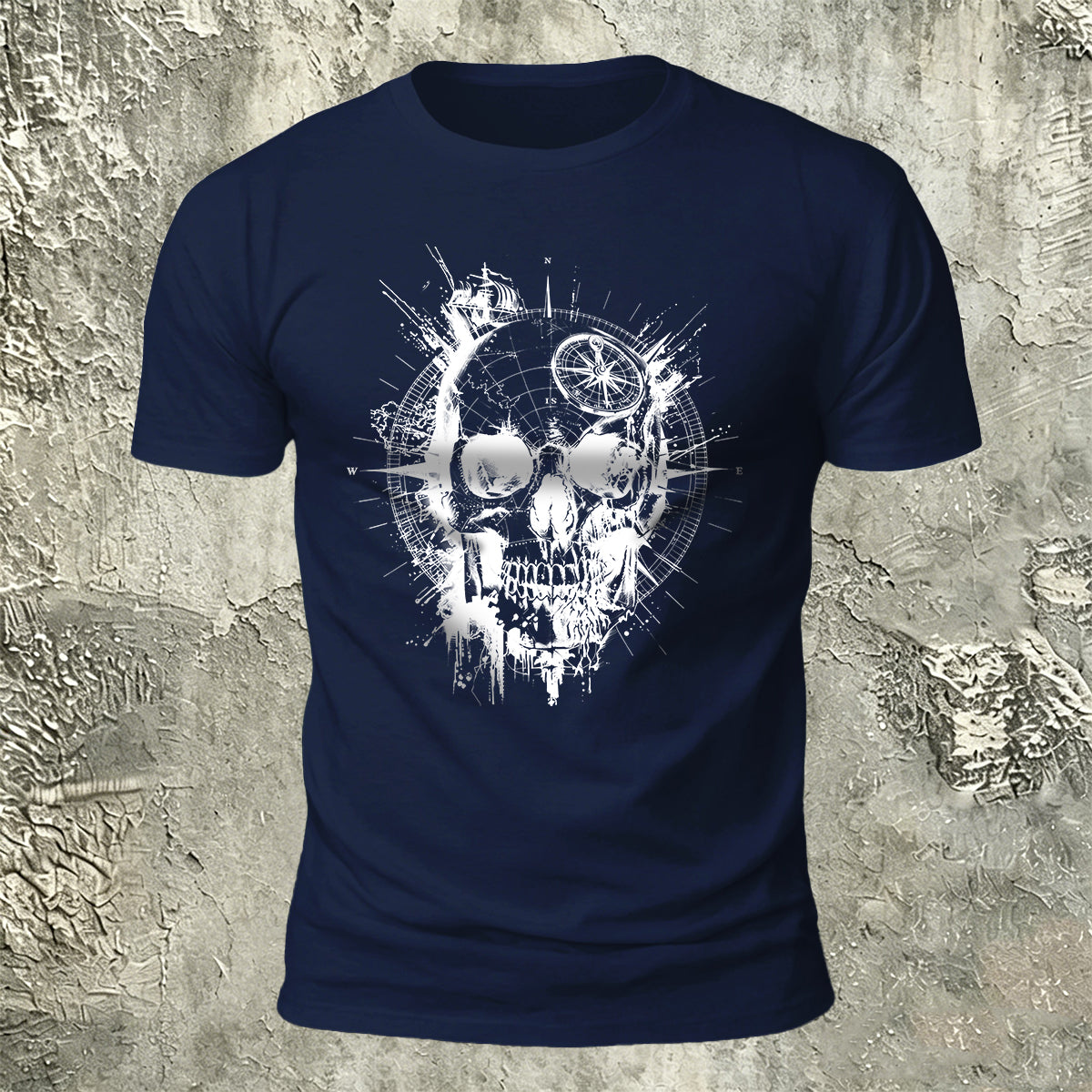 Nautical Gothic Skull Print Casual Soft Cotton T-Shirt