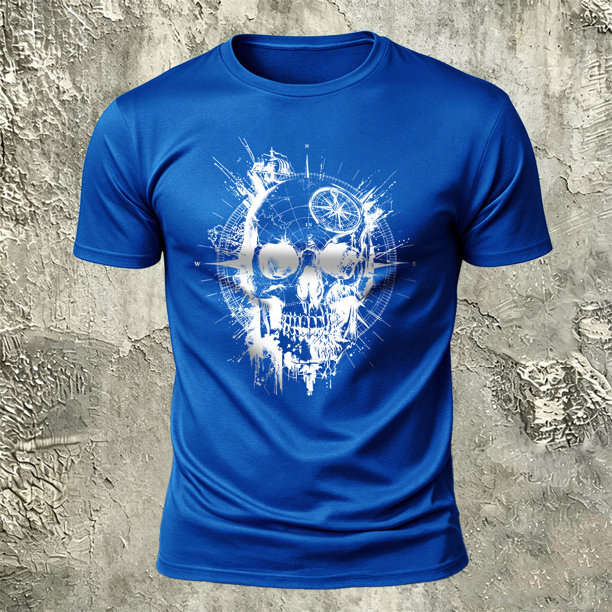 Nautical Gothic Skull Print Casual Soft Cotton T-Shirt