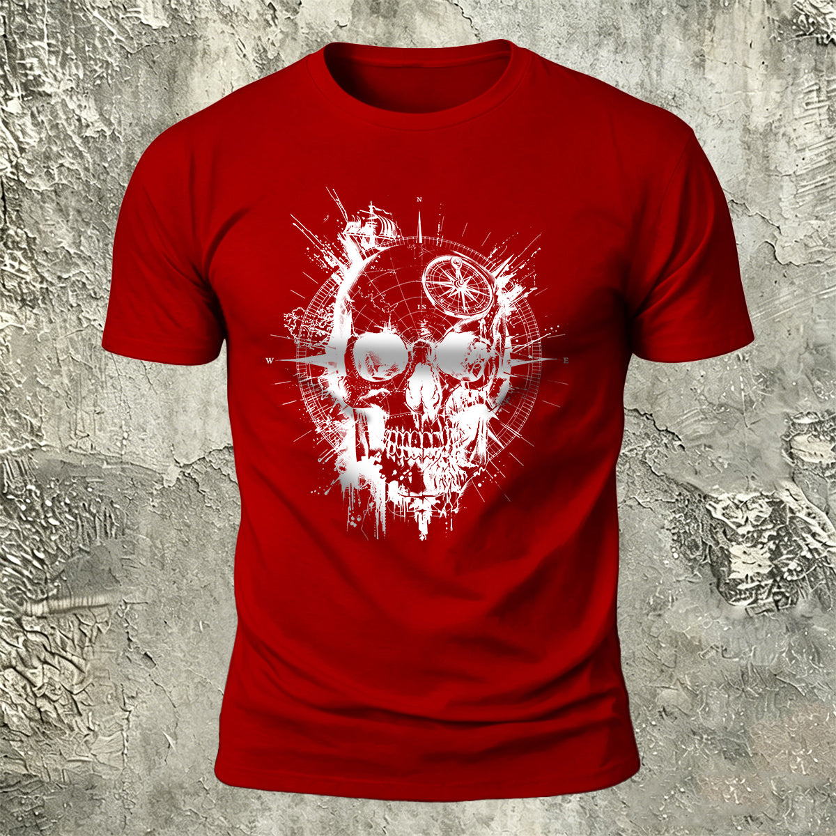 Nautical Gothic Skull Print Casual Soft Cotton T-Shirt