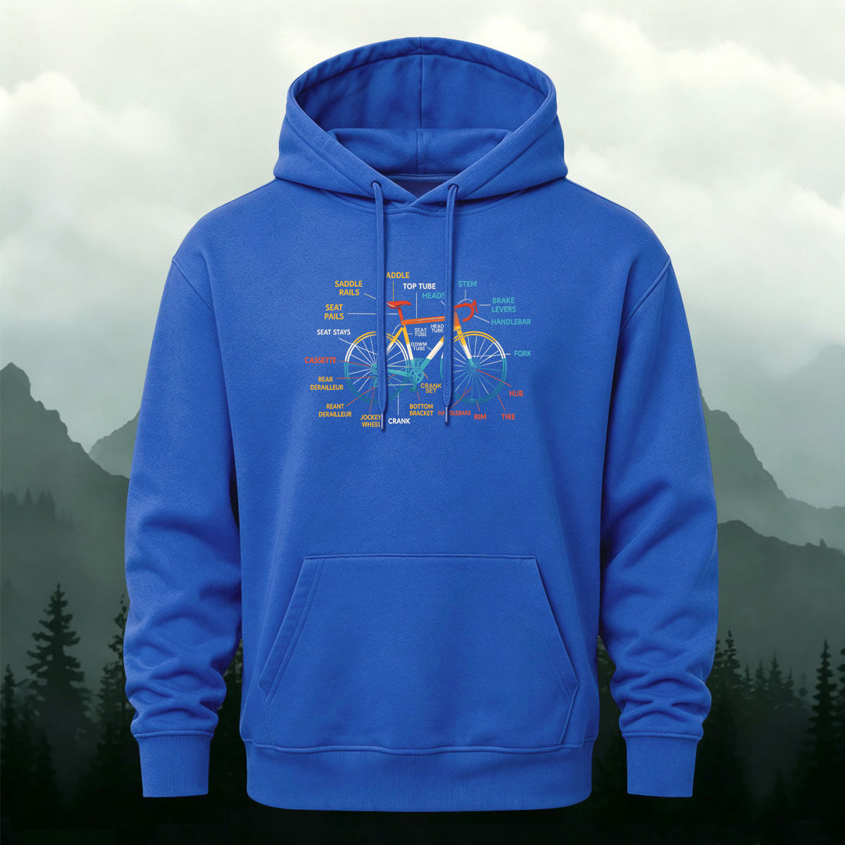 Cotton Made Creative Colorful Bicycle Print Hoodie