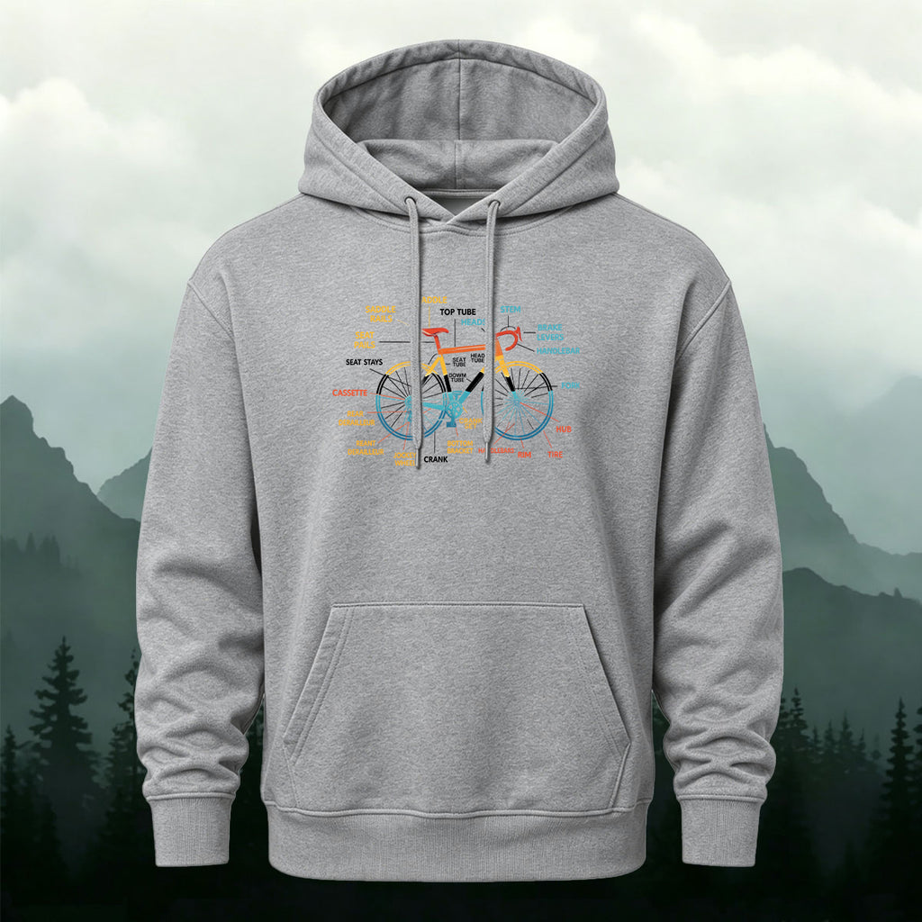 Cotton Made Creative Colorful Bicycle Print Hoodie