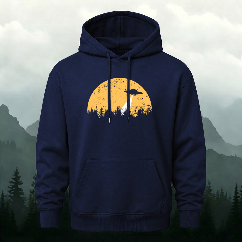 Cotton Made Alien Spaceship Print Hoodie