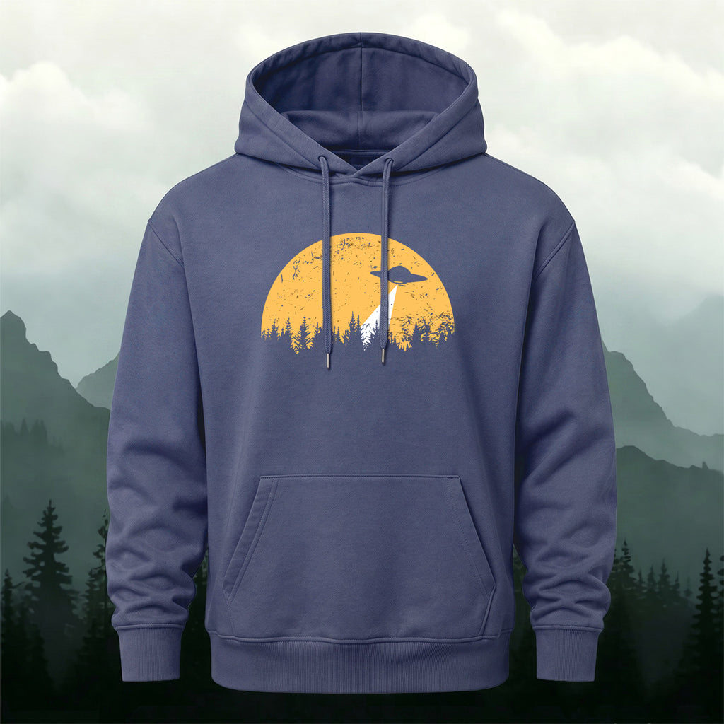 Cotton Made Alien Spaceship Print Hoodie