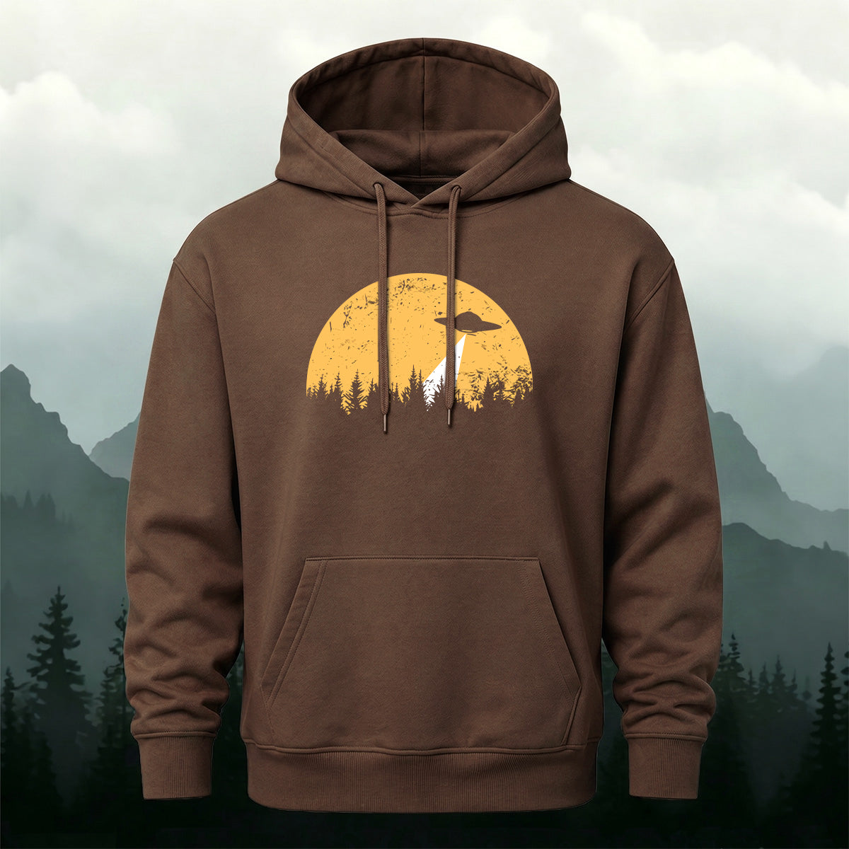 Cotton Made Alien Spaceship Print Hoodie