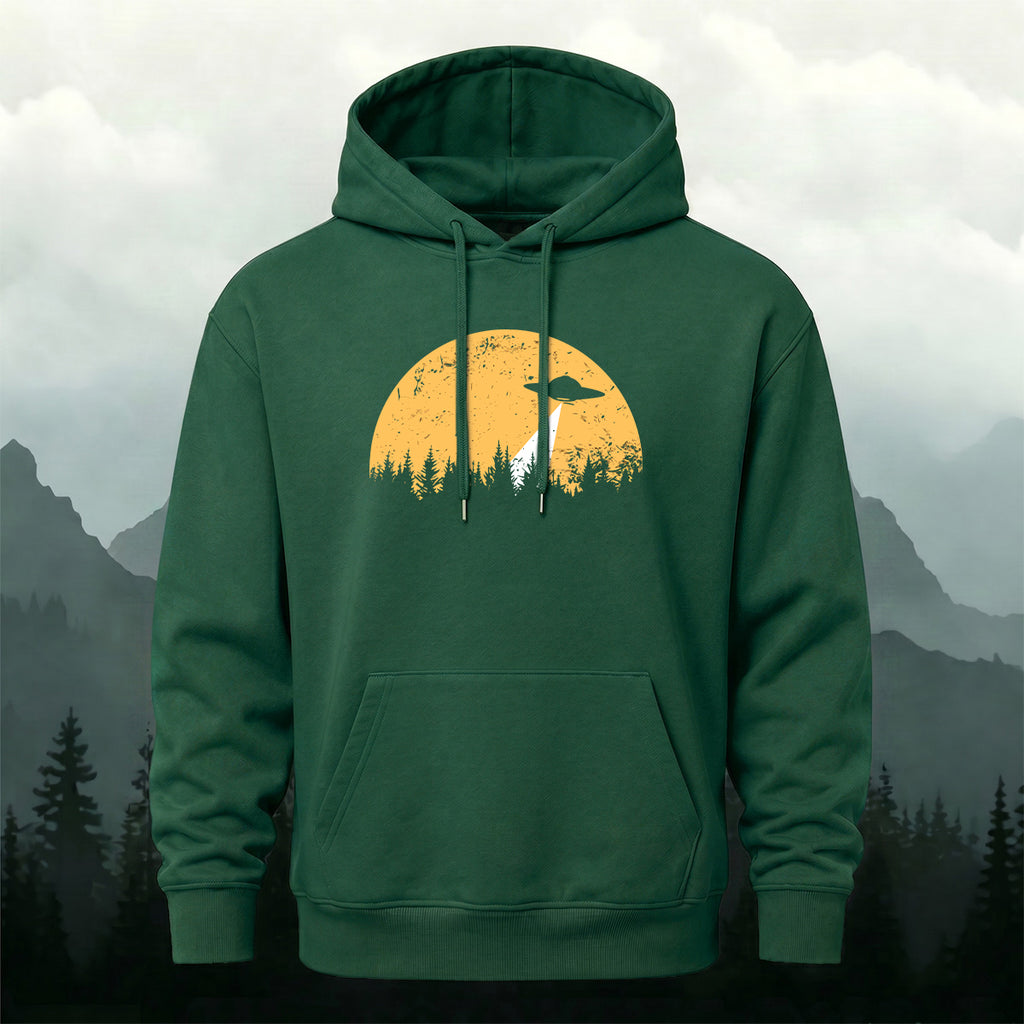 Cotton Made Alien Spaceship Print Hoodie