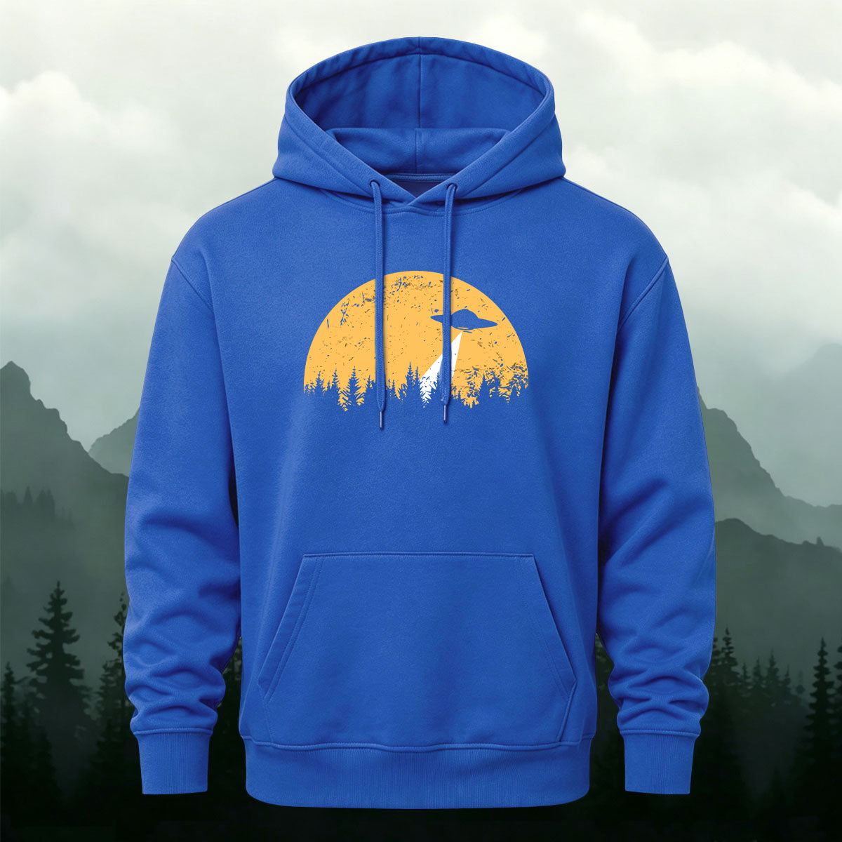 Cotton Made Alien Spaceship Print Hoodie