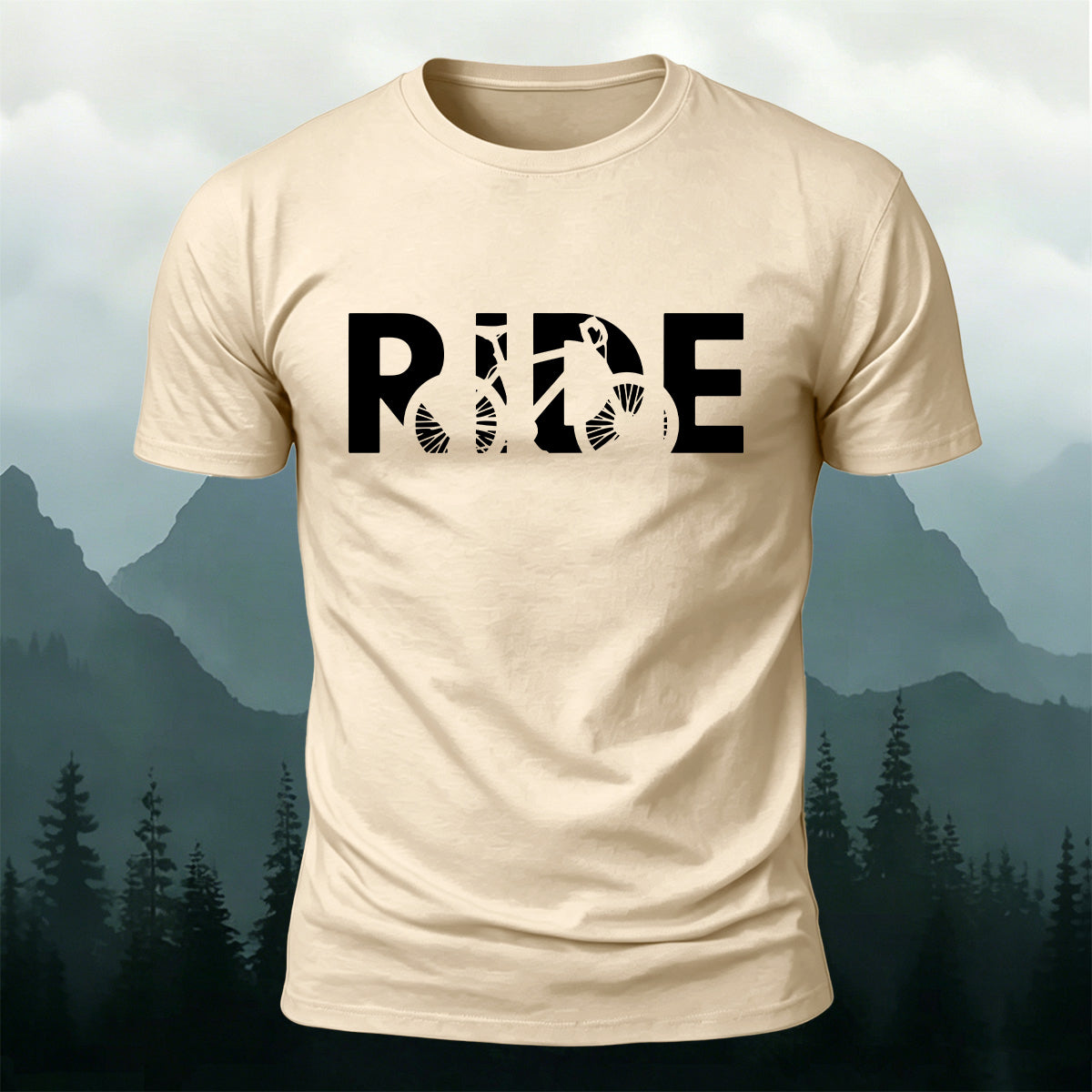 Cyclist Silhouette Printed Casual Cotton T-Shirt